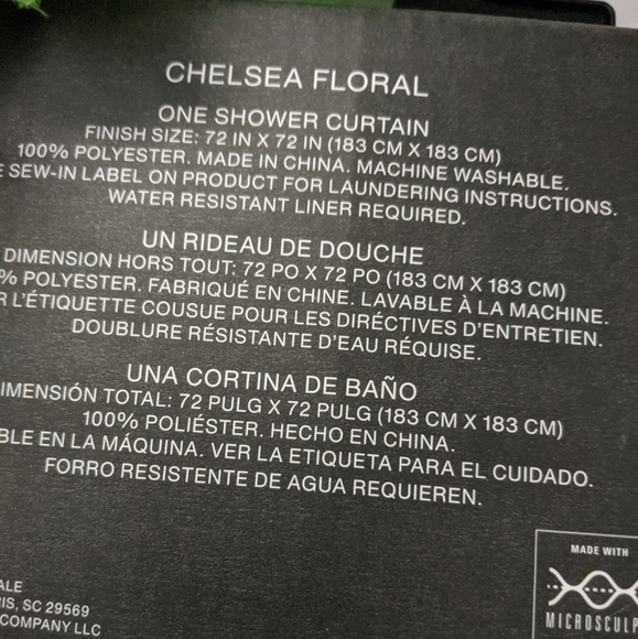 DKNY Floral Chelsea Textured Microsulpt Fabric Shower Curtain 72" x 72" - Picture 4 of 5